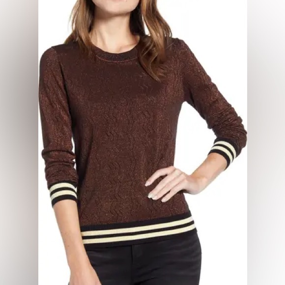 Scotch & Soda Sweaters - Scotch & Soda Maison Scotch Voila Brown Metallic Pullover Sweater XL preppy